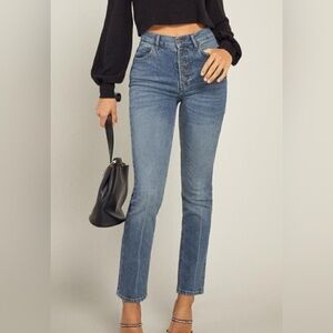 Reformation Jeans Women’s High Waisted Exposed Button Fly Straight Leg Sz 26